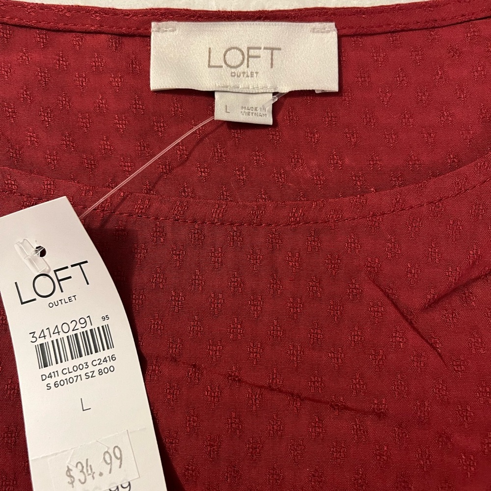 NEVER WORN, STILL WITH TAGS! Loft Outlet Peplum Long Sleeve Top